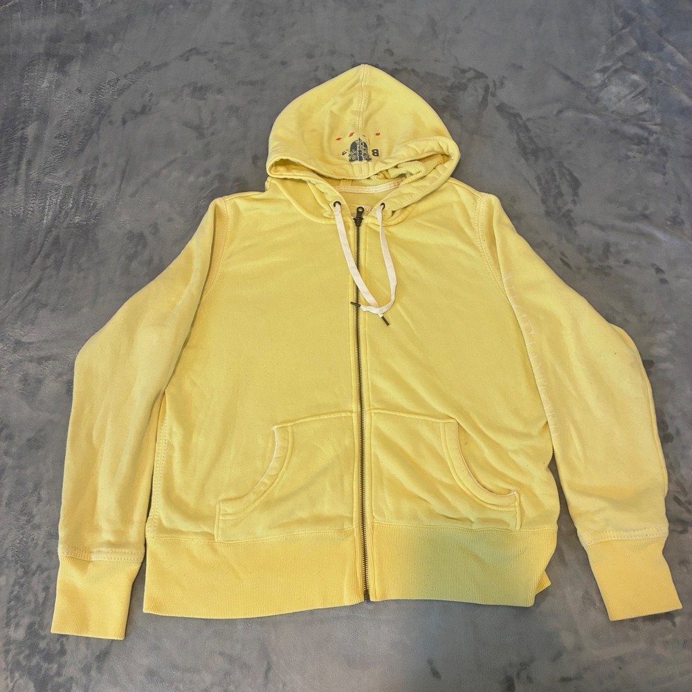 Old Navy Full Zip Hoodie Womens XL Yellow Graphic Hood Sleeve 535009 STR08